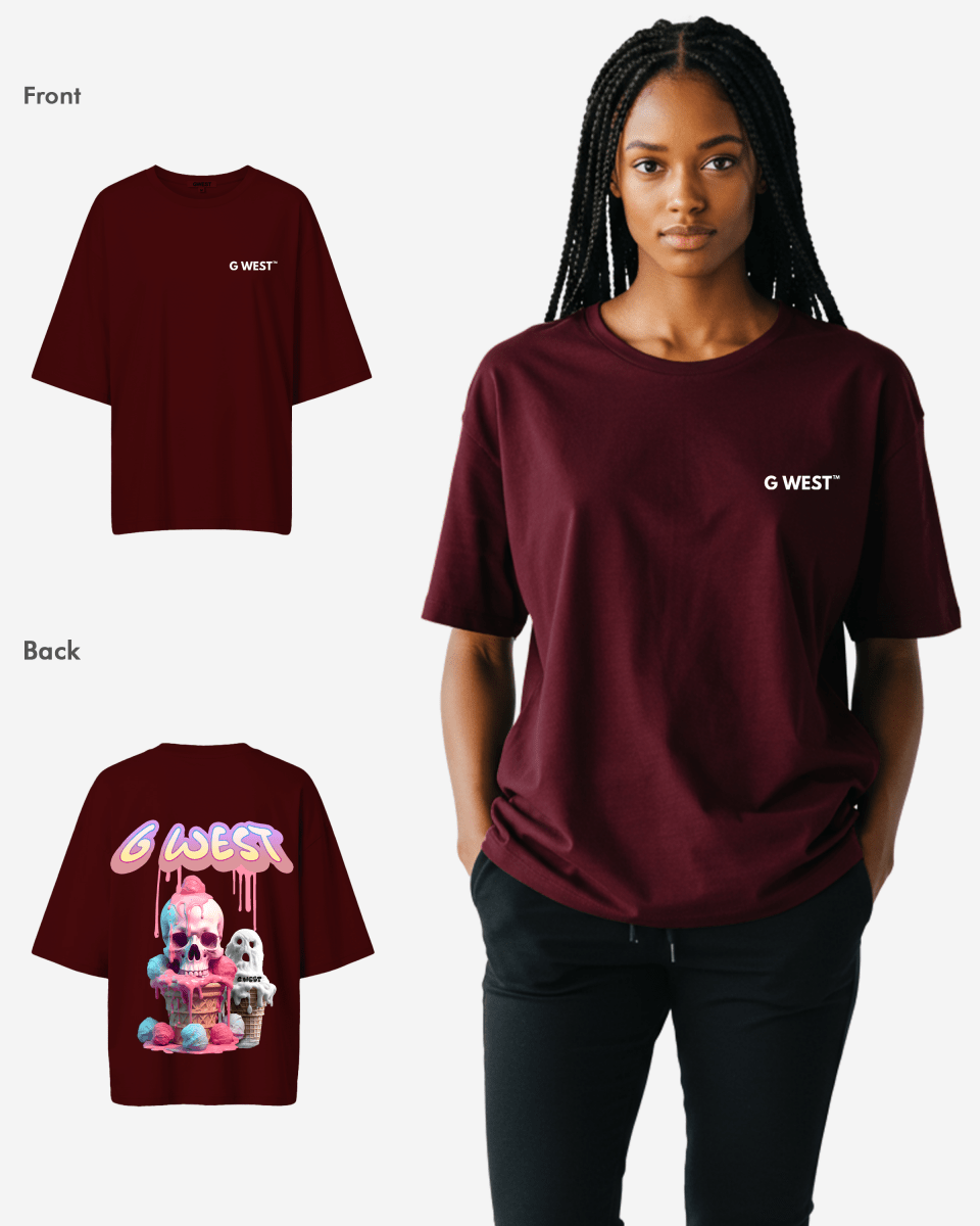 G West Womens Oversized Melting Ice Cream Tee