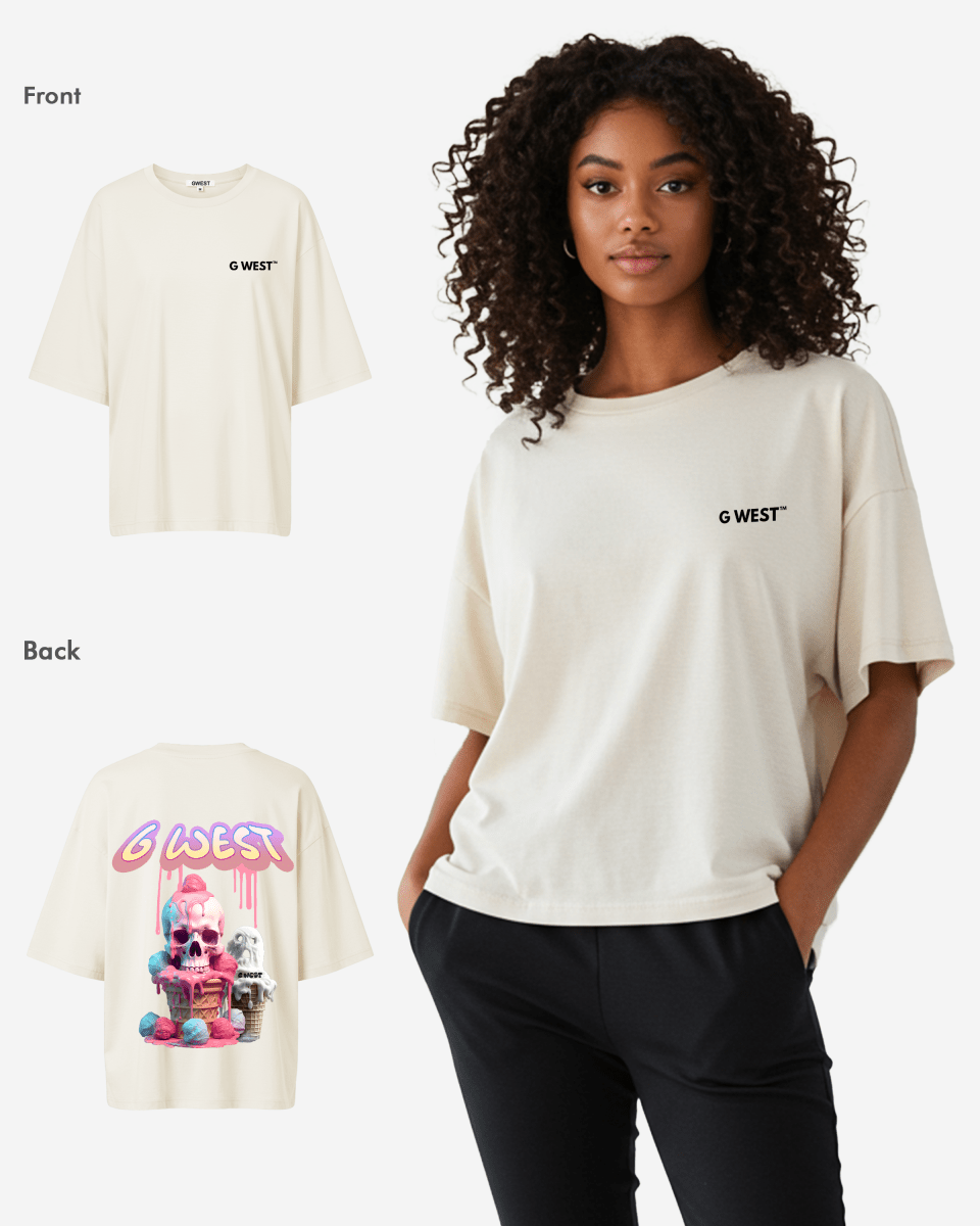 G West Womens Oversized Melting Ice Cream Tee