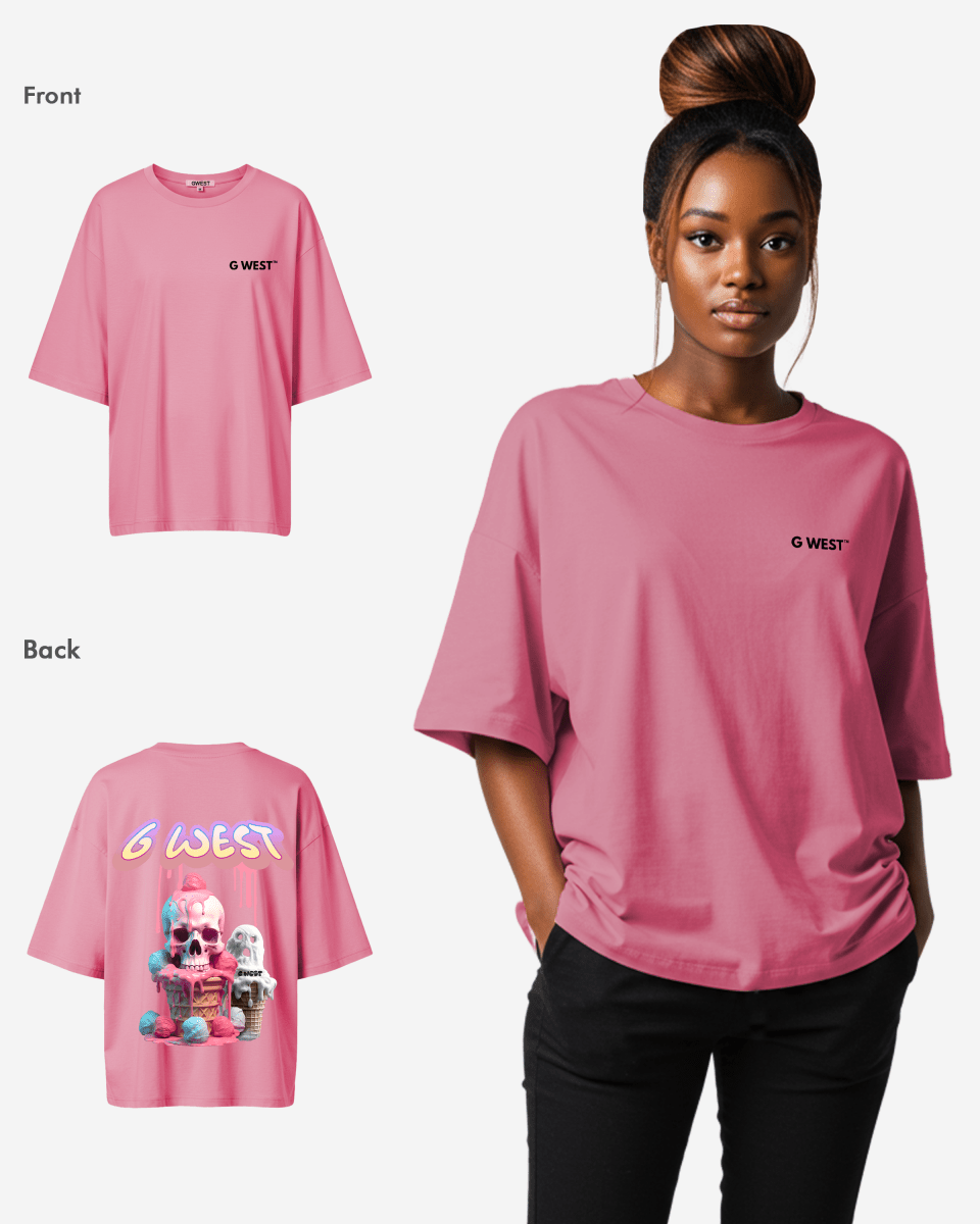 G West Womens Oversized Melting Ice Cream Tee