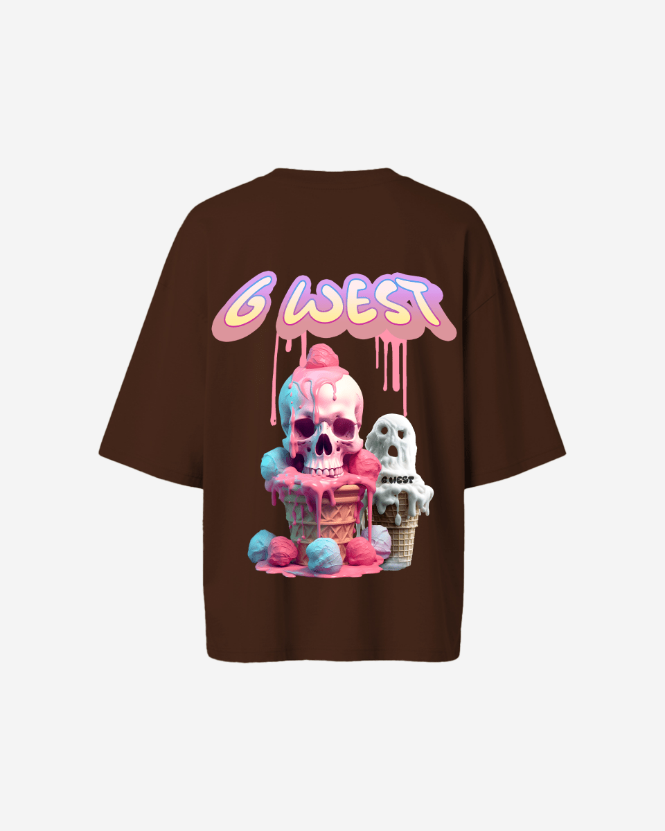 G West Womens Oversized Melting Ice Cream Tee