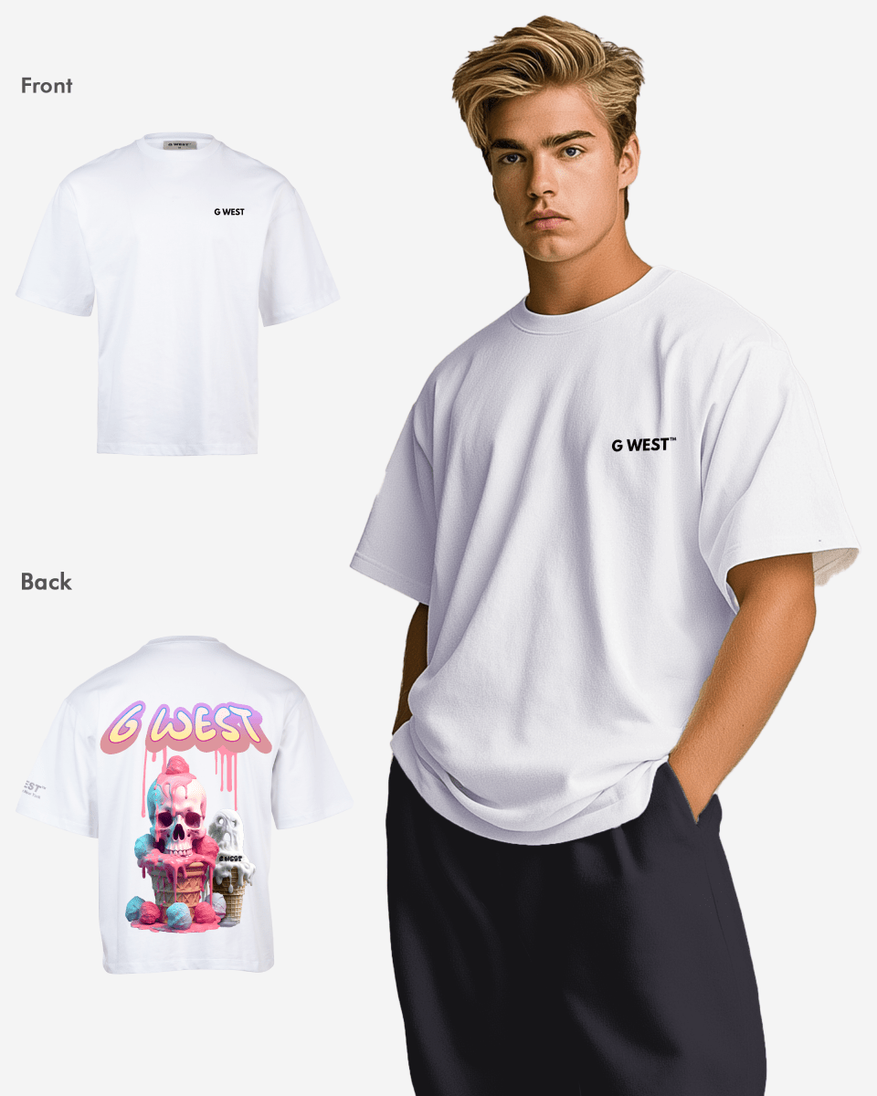 G West Mens Oversized Melting Ice Cream Tee