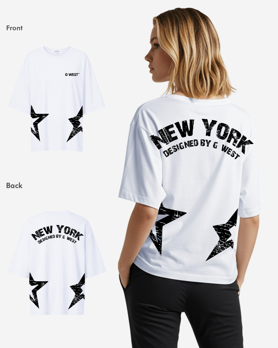 G West Womens Oversized New York Arch Logo Tee
