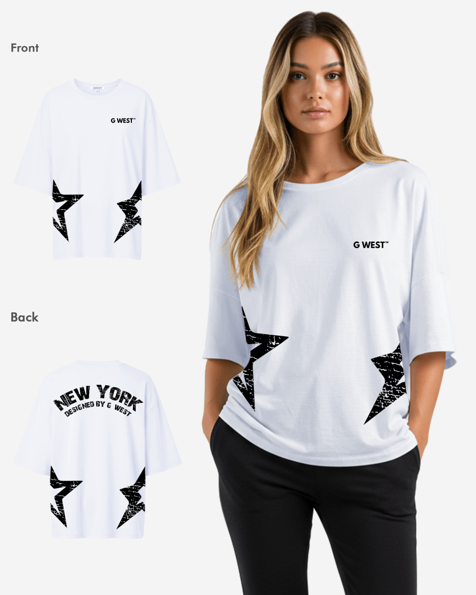 G West Womens Oversized New York Arch Logo Tee
