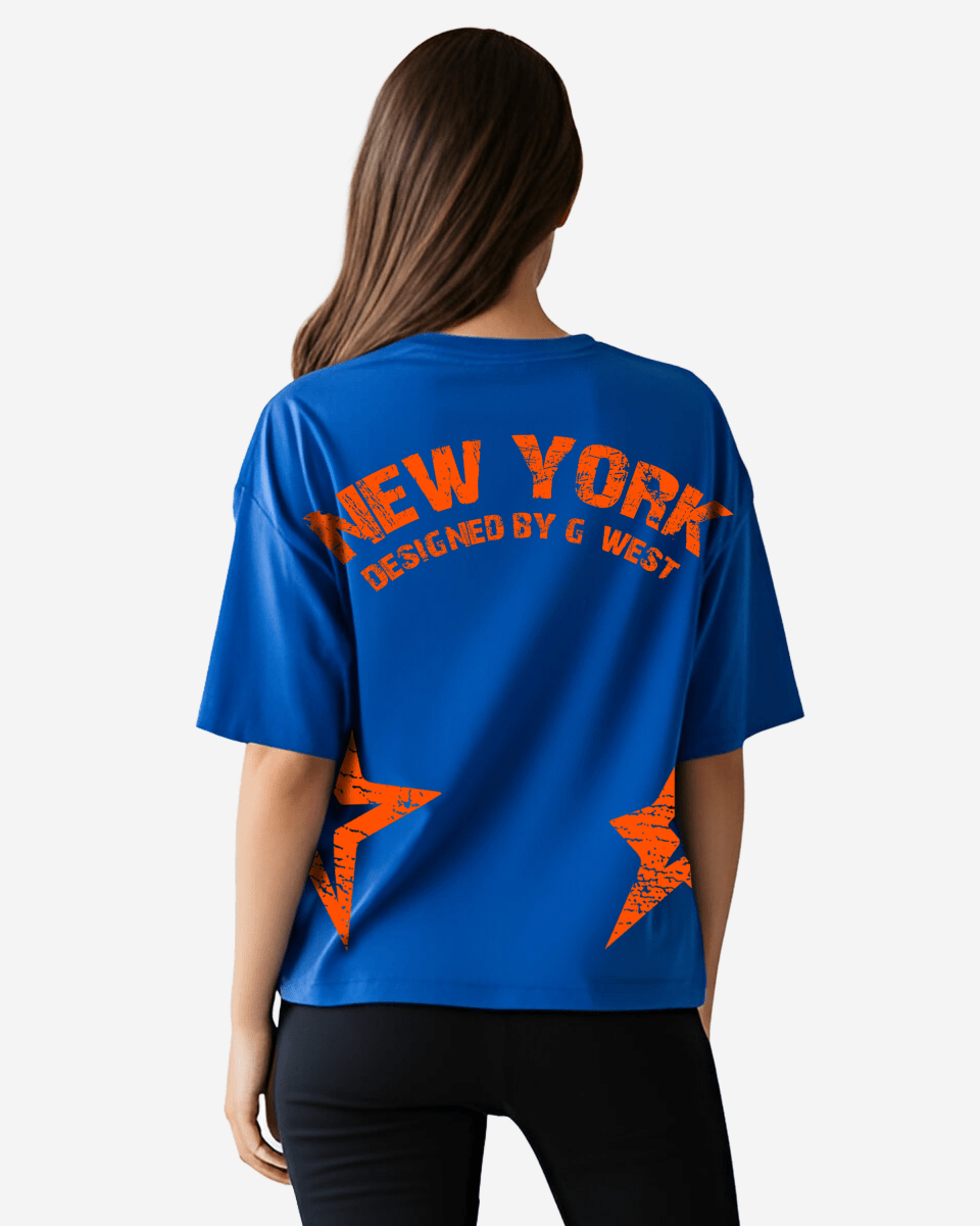 G West Womens Oversized New York Arch Logo With Star Tee