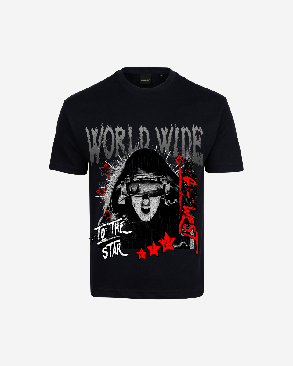 G West Mens Oversized Old World Wide Star T Shirt