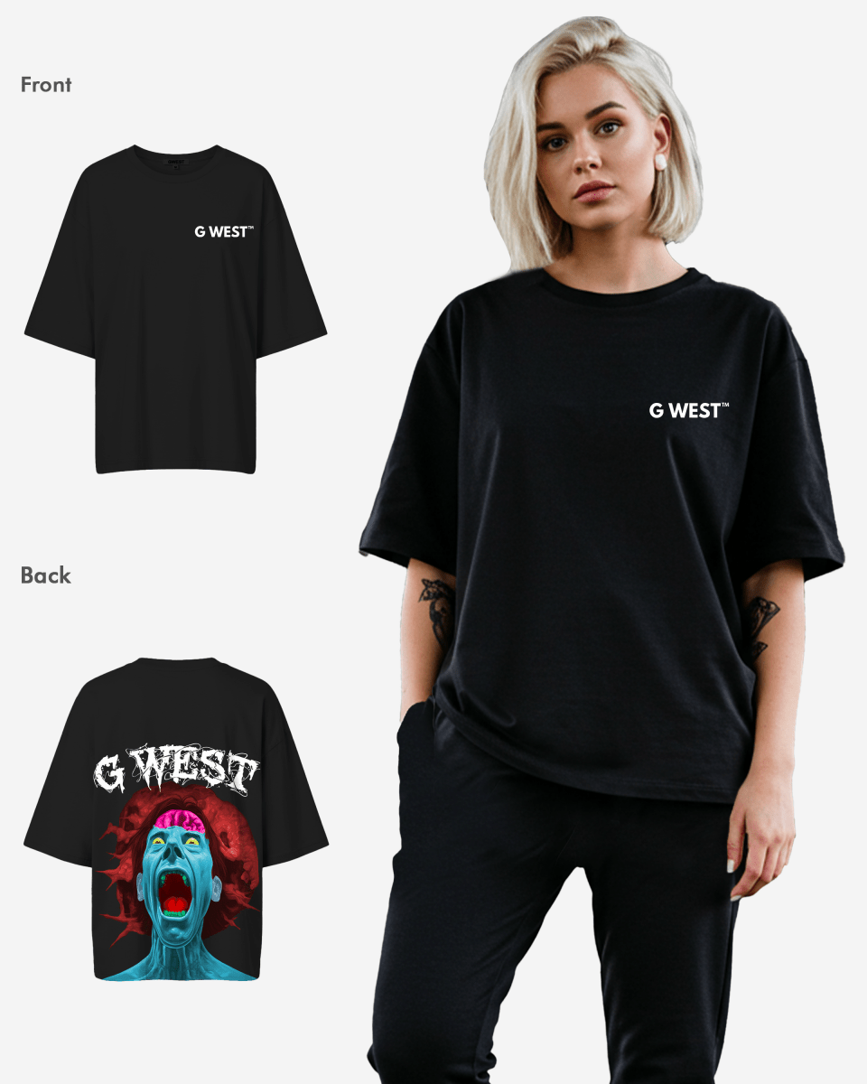G West Womens Oversized Premium Erupt Brain T-Shirt