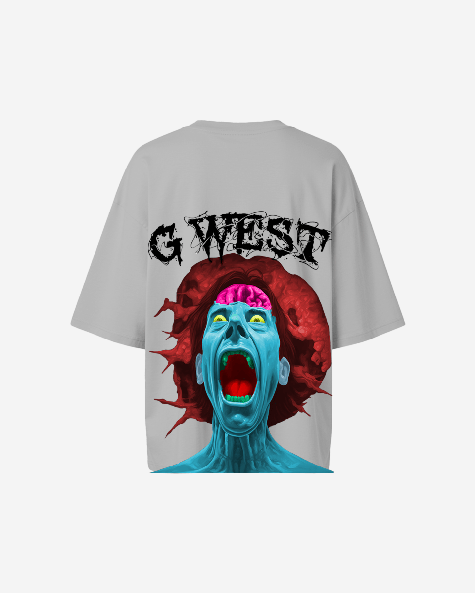 G West Womens Oversized Premium Erupt Brain T-Shirt