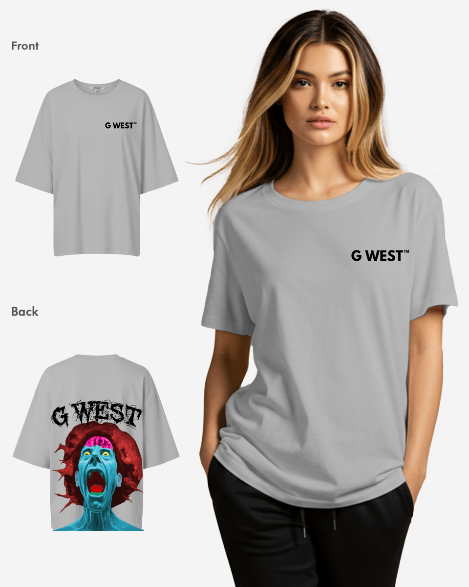 G West Womens Oversized Premium Erupt Brain T-Shirt