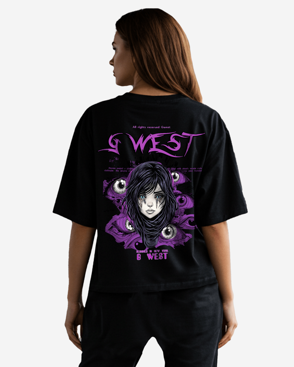 G West Womens Oversized Purple Eye Tee