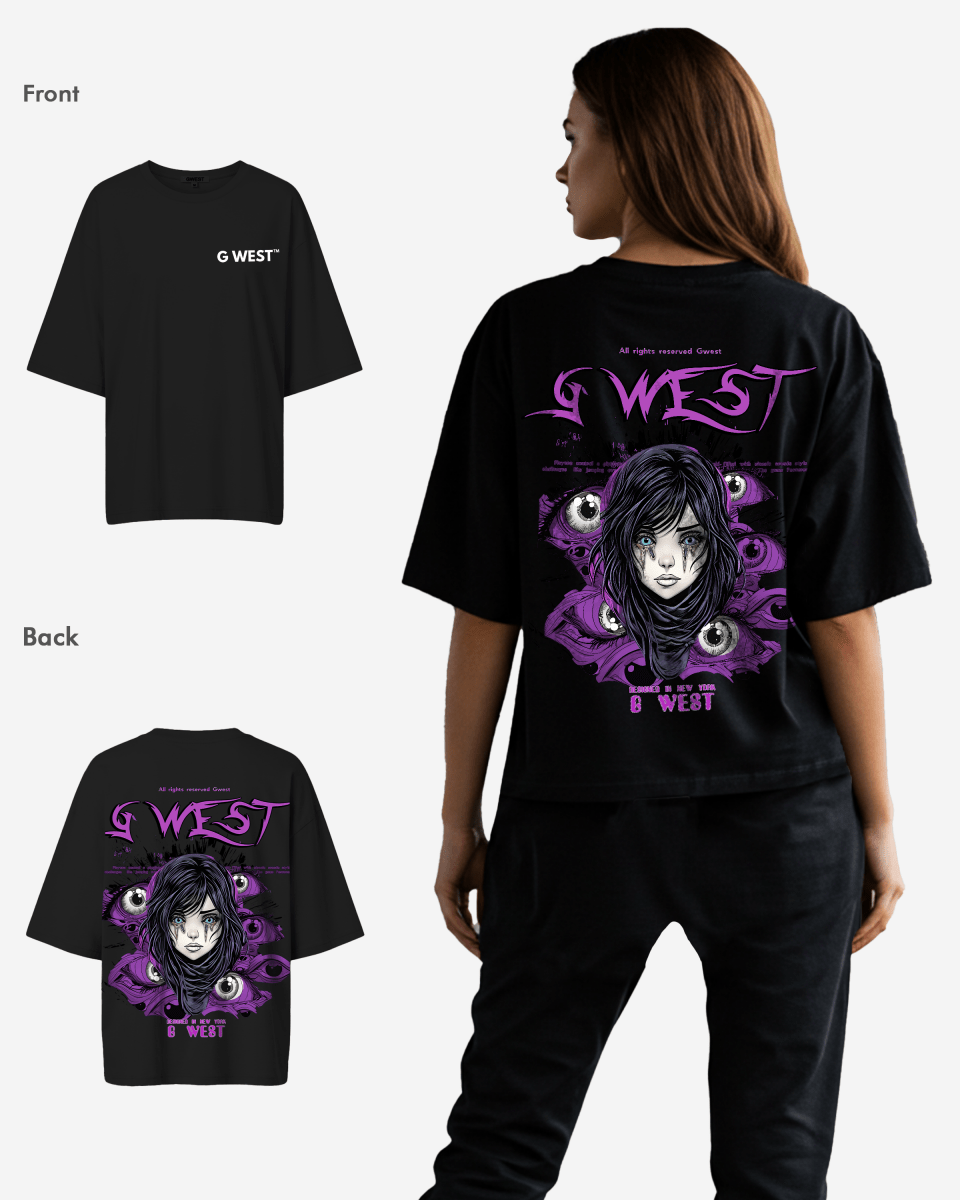 G West Womens Oversized Purple Eye Tee