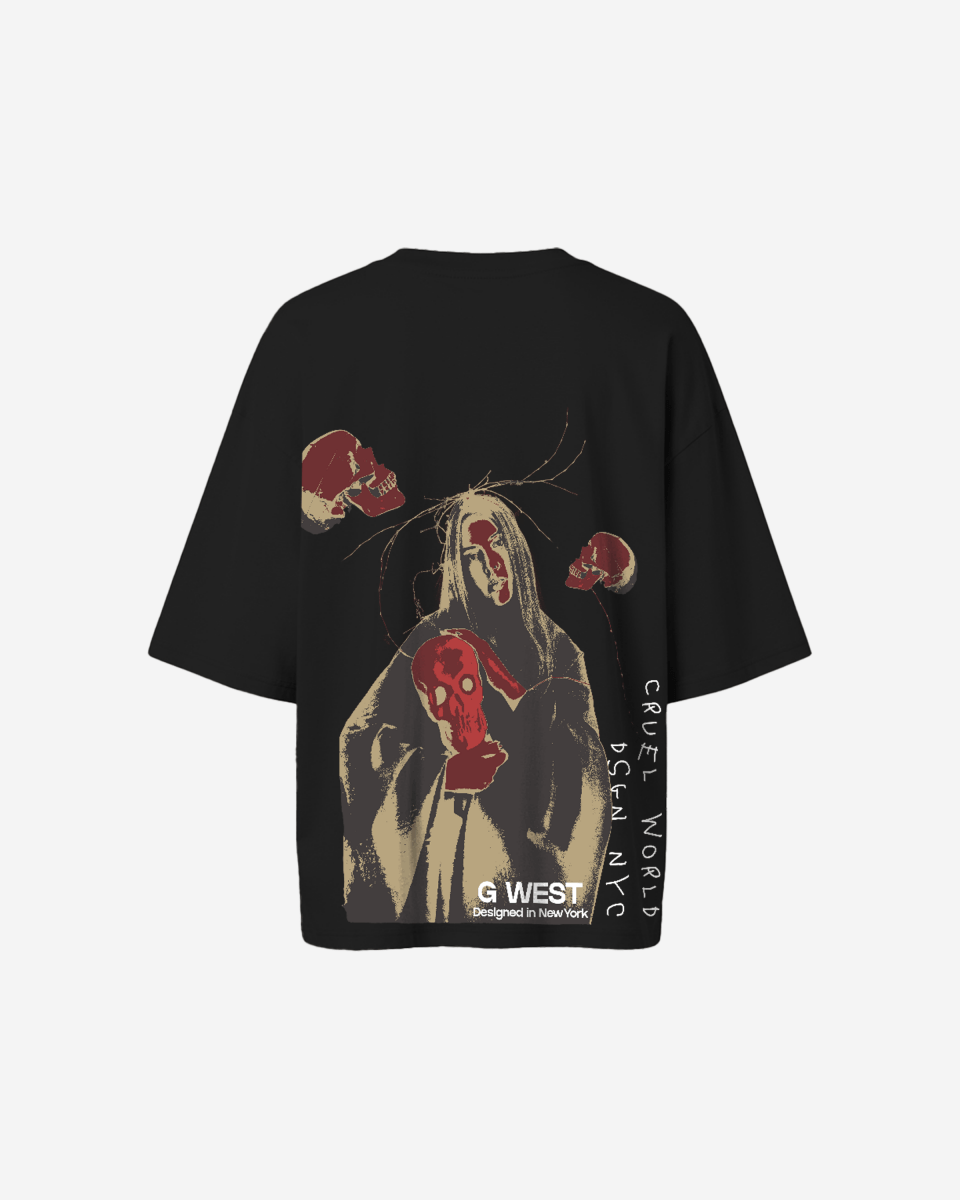 G West Womens Oversized Red Skull Tee