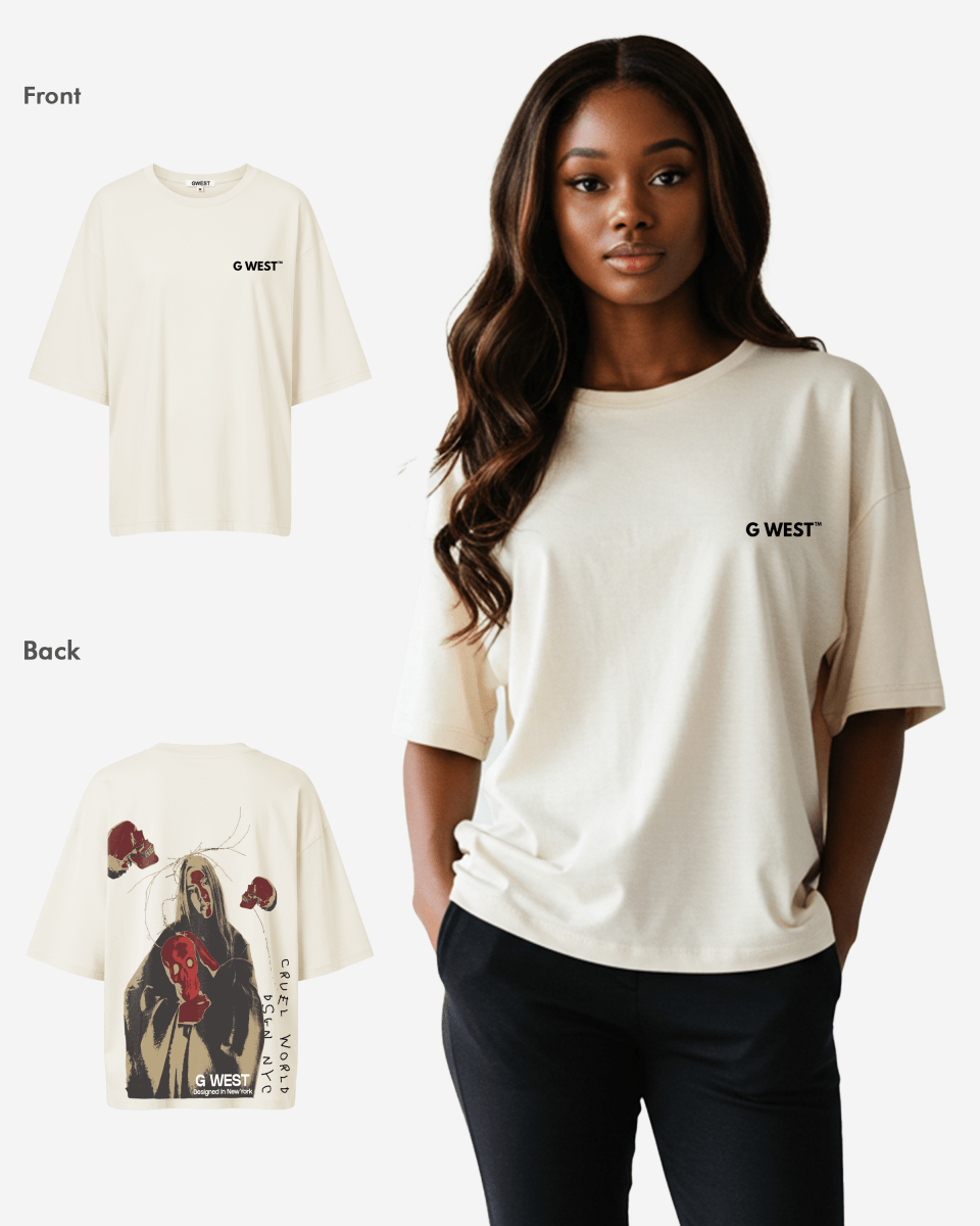 G West Womens Oversized Red Skull Tee