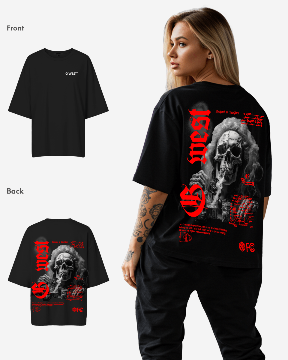 G West Oversized Smoke Skull Tee - Women