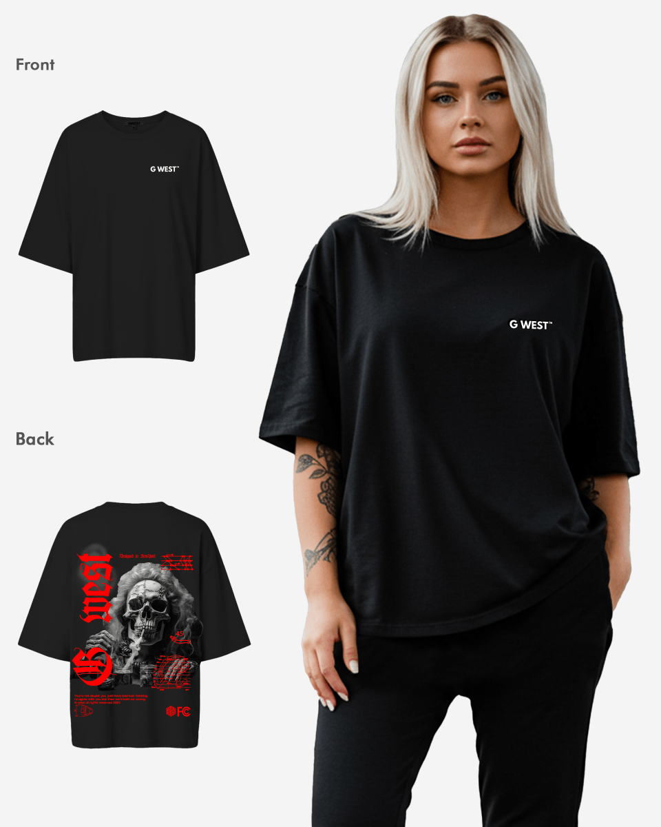G West Oversized Smoke Skull Tee - Women
