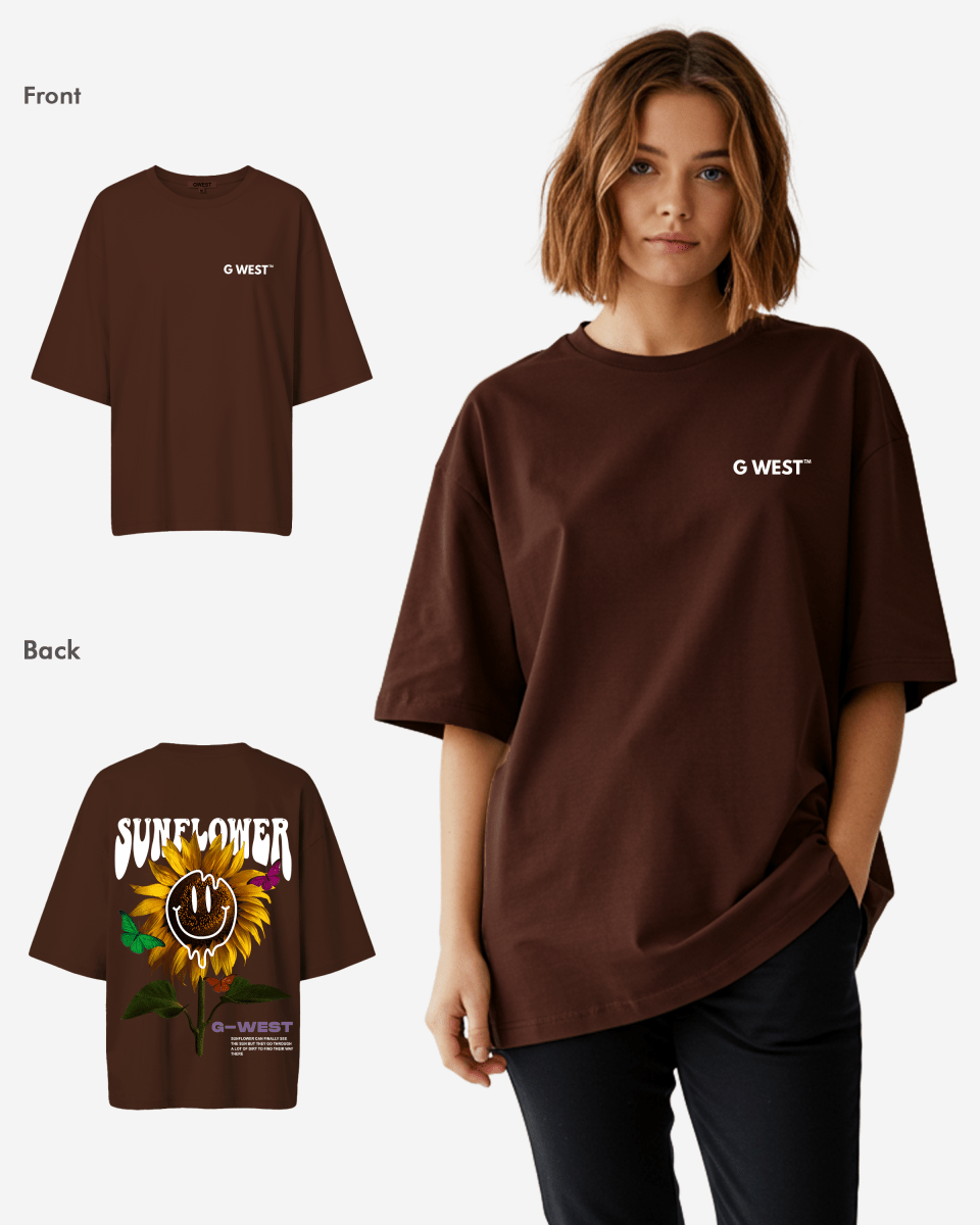 G West Womens Oversized Sunflower Tee