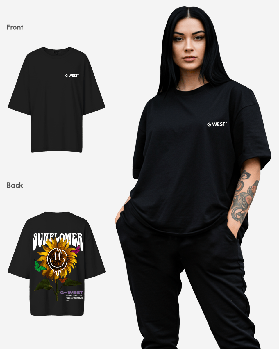 G West Womens Oversized Sunflower Tee