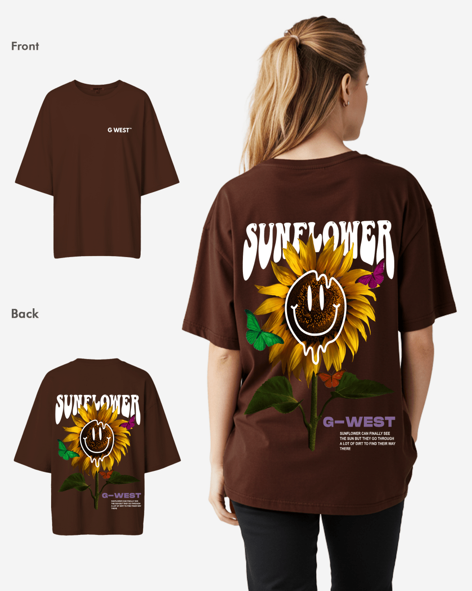 G West Womens Oversized Sunflower Tee