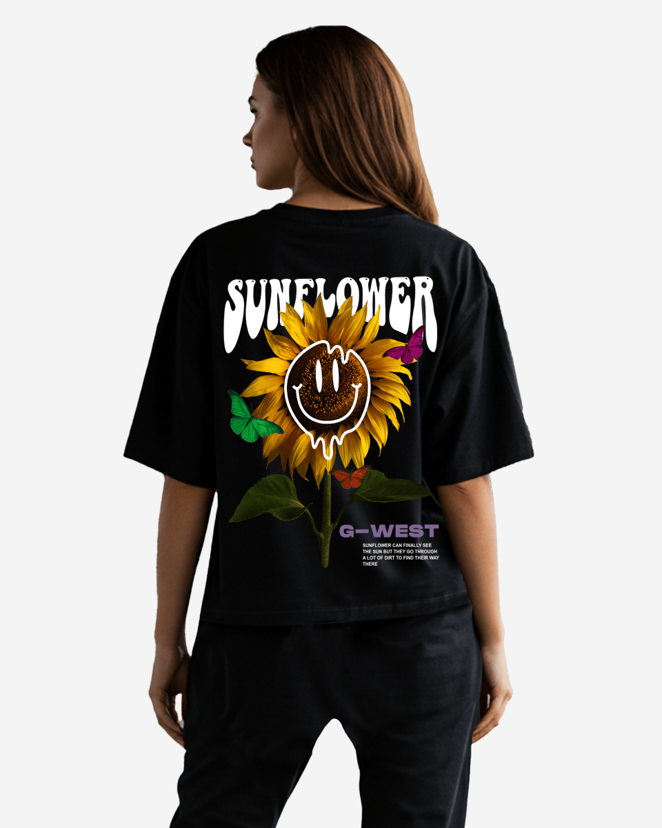 G West Womens Oversized Sunflower Tee
