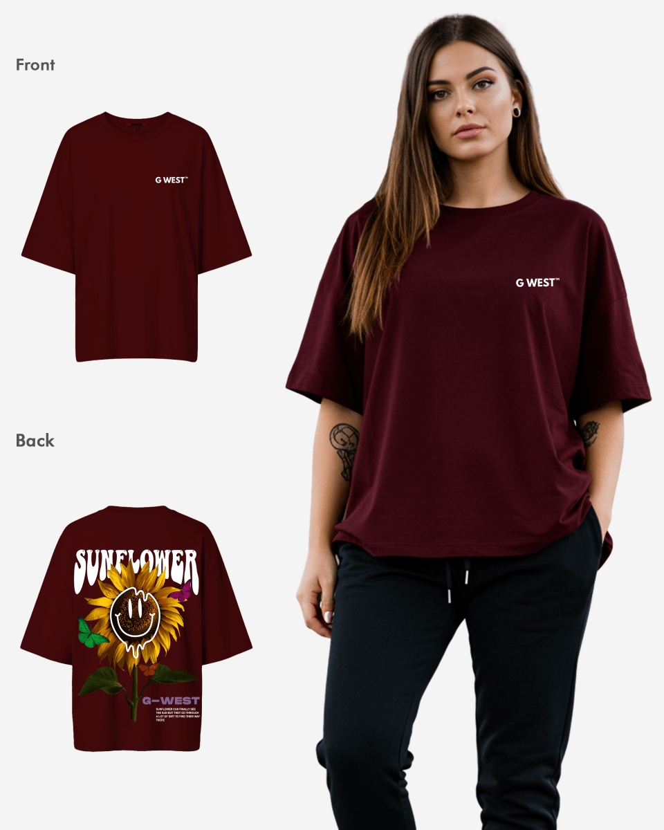 G West Womens Oversized Sunflower Tee