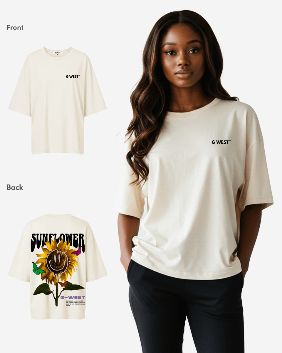 G West Womens Oversized Sunflower Tee