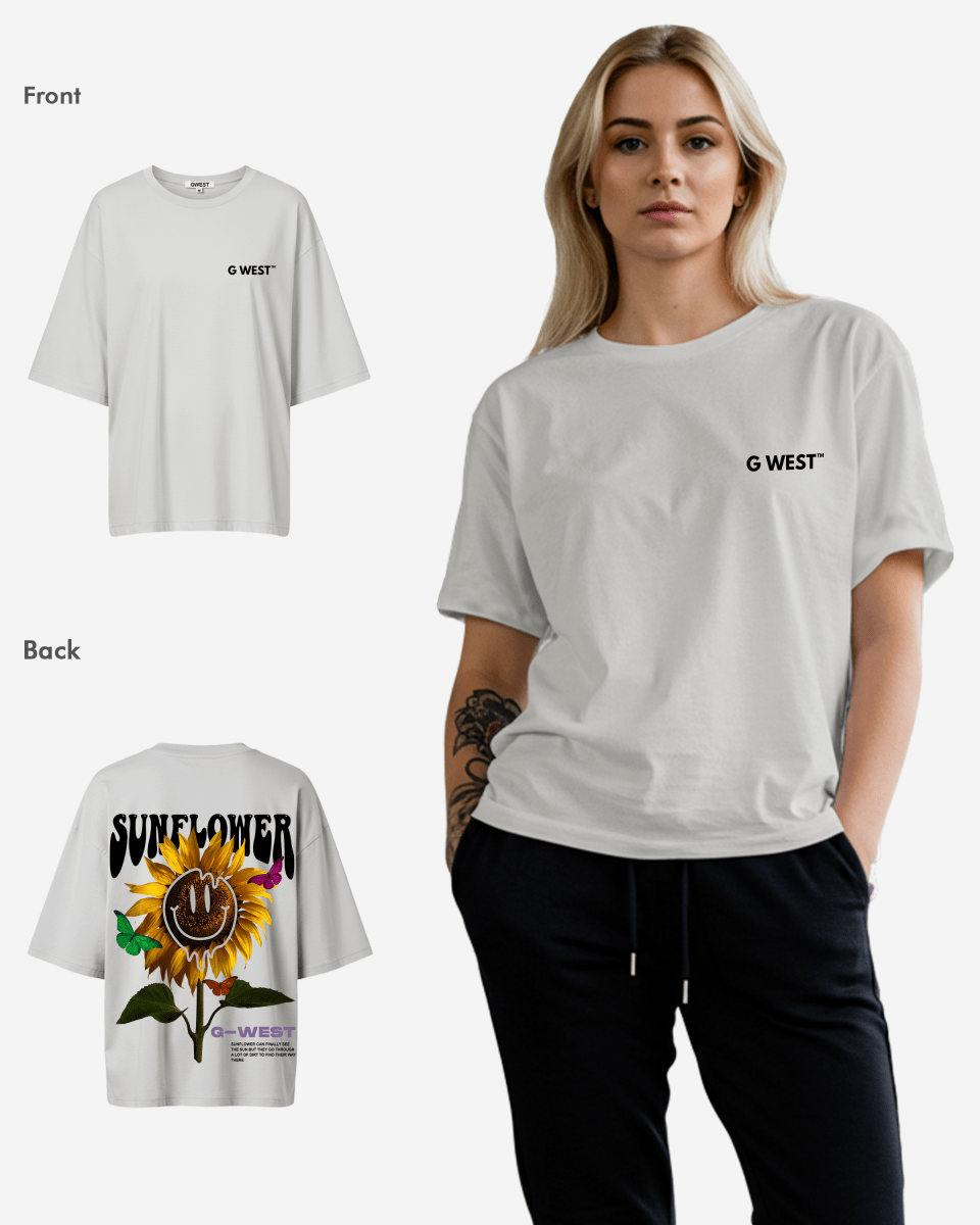 G West Womens Oversized Sunflower Tee