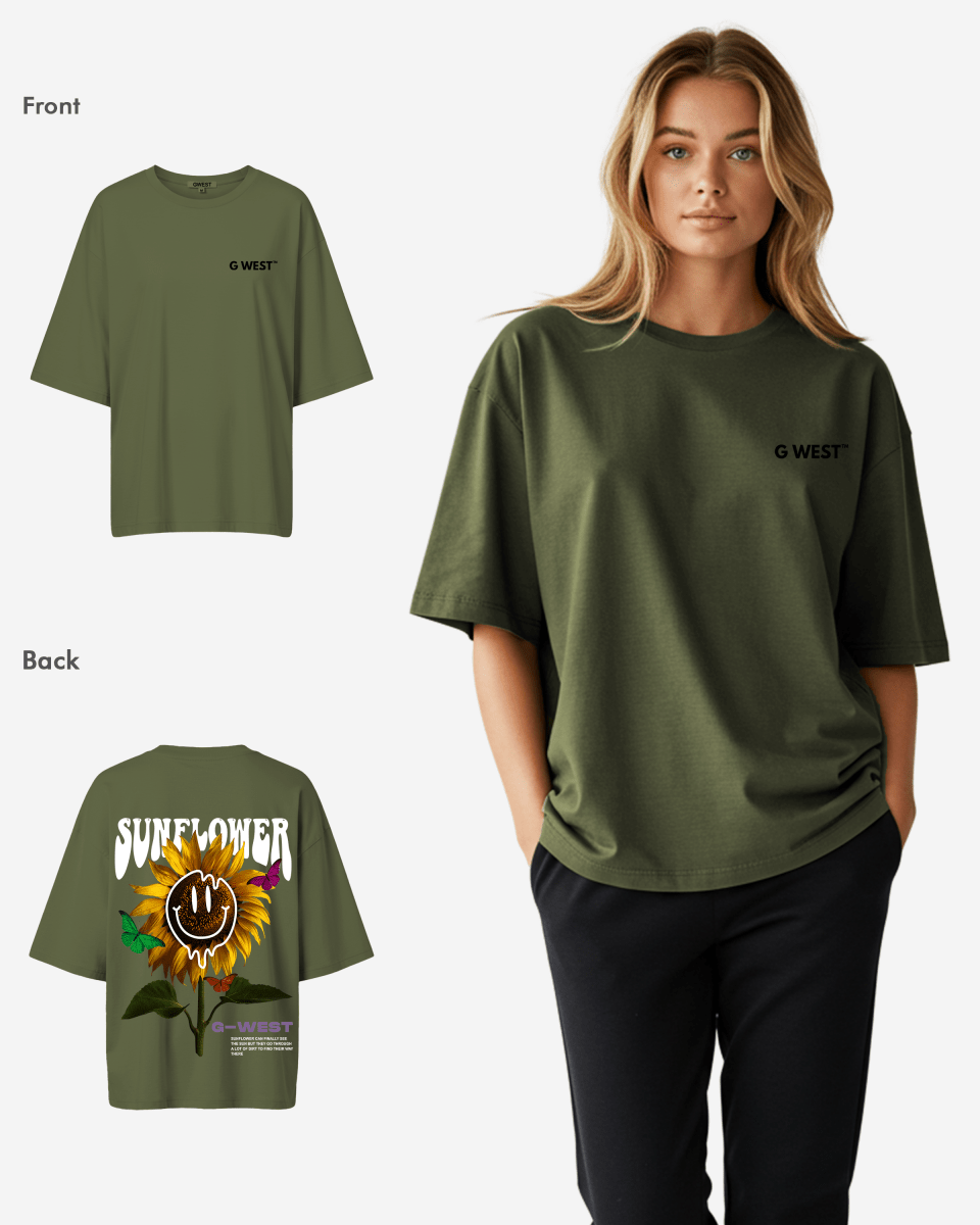 G West Womens Oversized Sunflower Tee