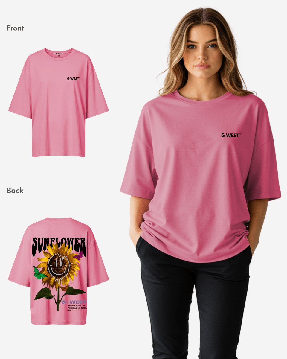G West Womens Oversized Sunflower Tee