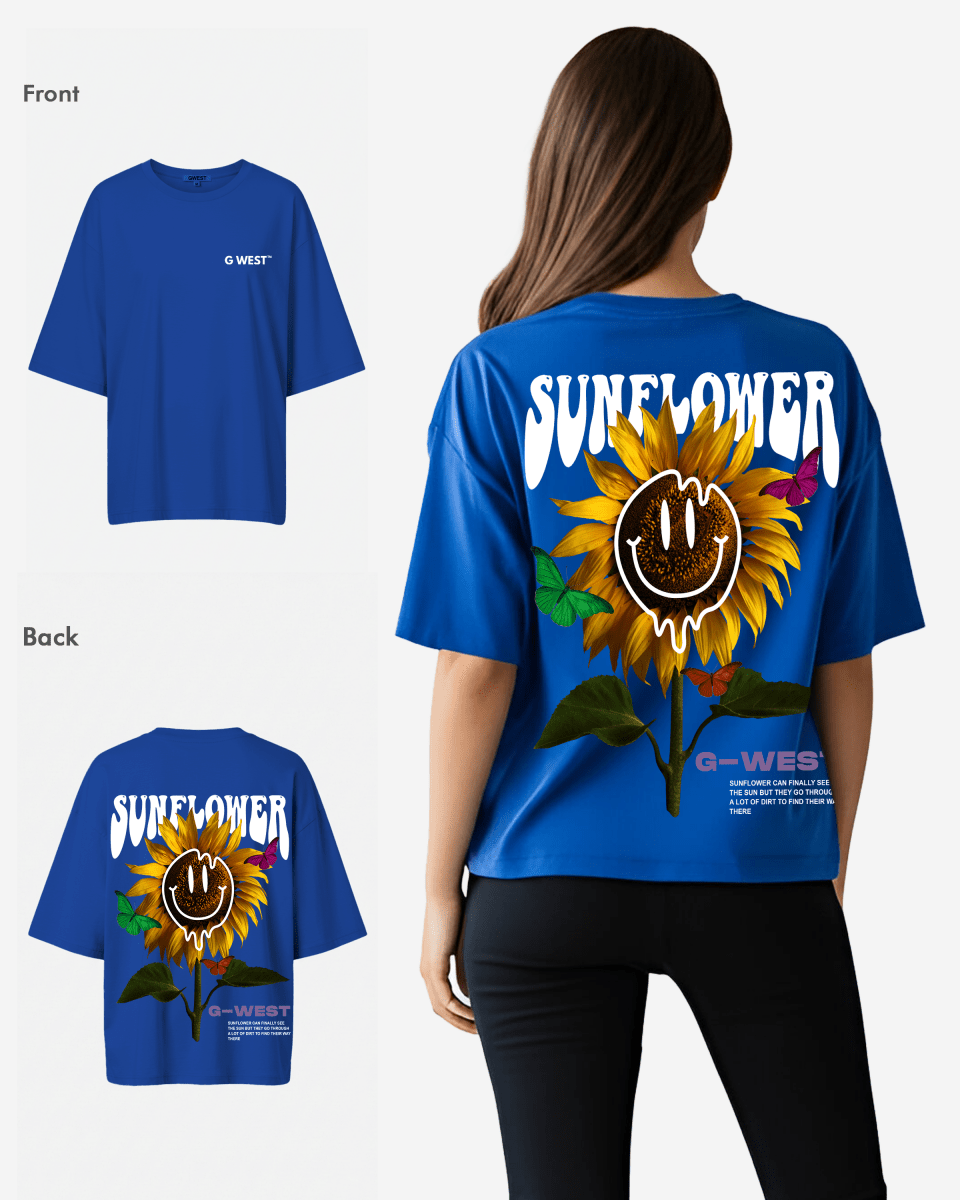G West Womens Oversized Sunflower Tee