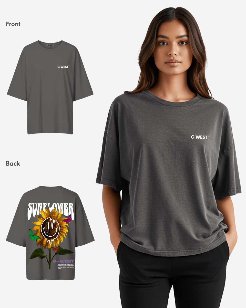 G West Womens Oversized Sunflower Tee