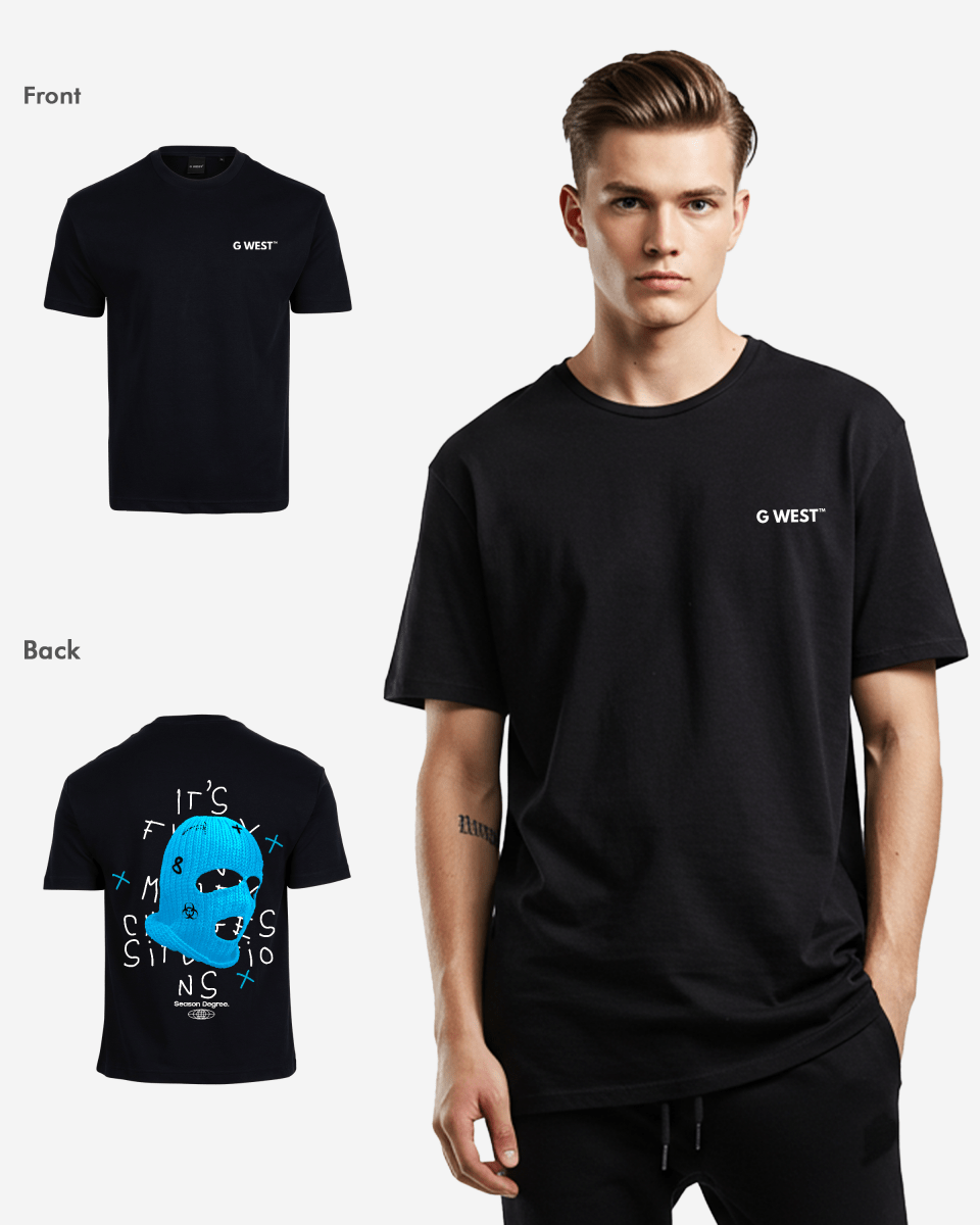 G West Mens Oversized True Blue Ski Mask Oversized Tee