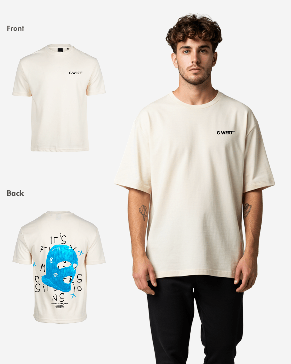 G West Mens Oversized True Blue Ski Mask Oversized Tee