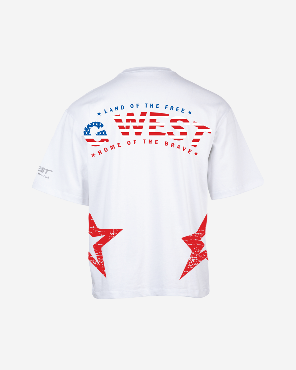 G West Mens Oversized Usa Flag Arch Logo Tee
