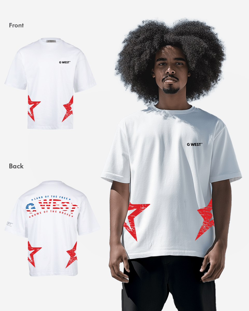 G West Mens Oversized Usa Flag Arch Logo Tee