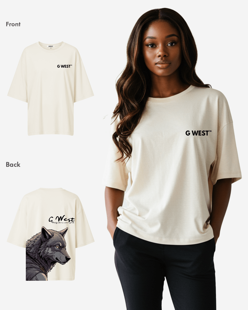G West Womens Oversized Wolf T Shirt