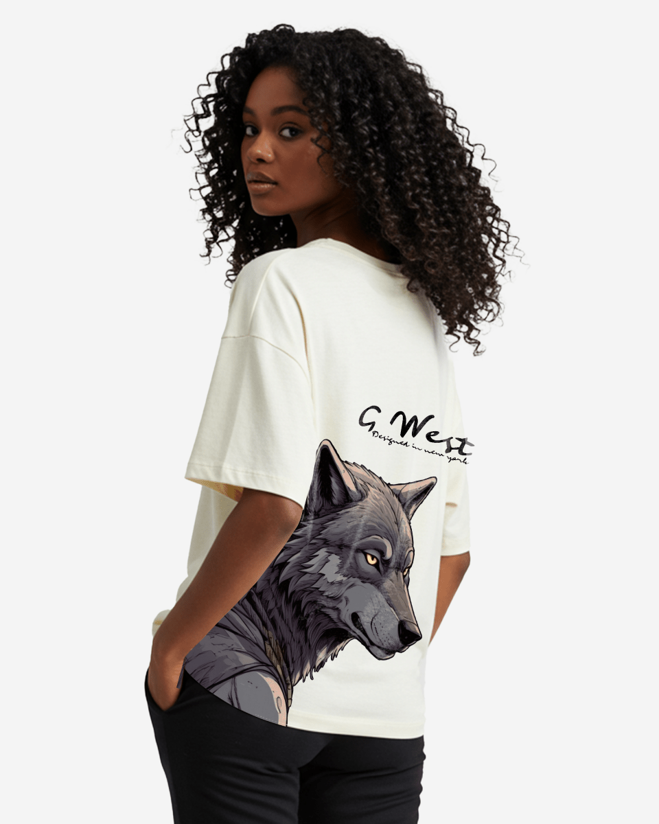 G West Womens Oversized Wolf T Shirt
