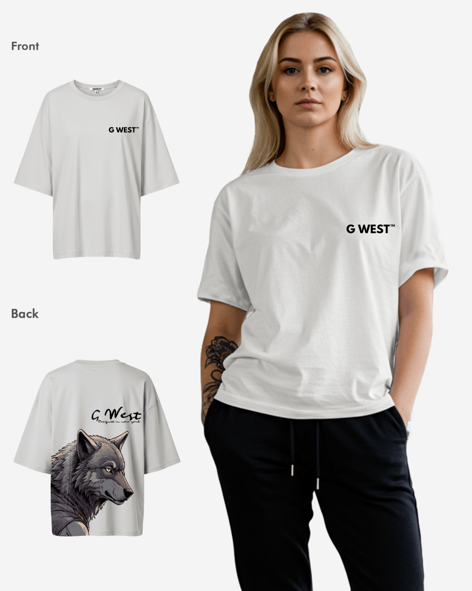 G West Womens Oversized Wolf T Shirt