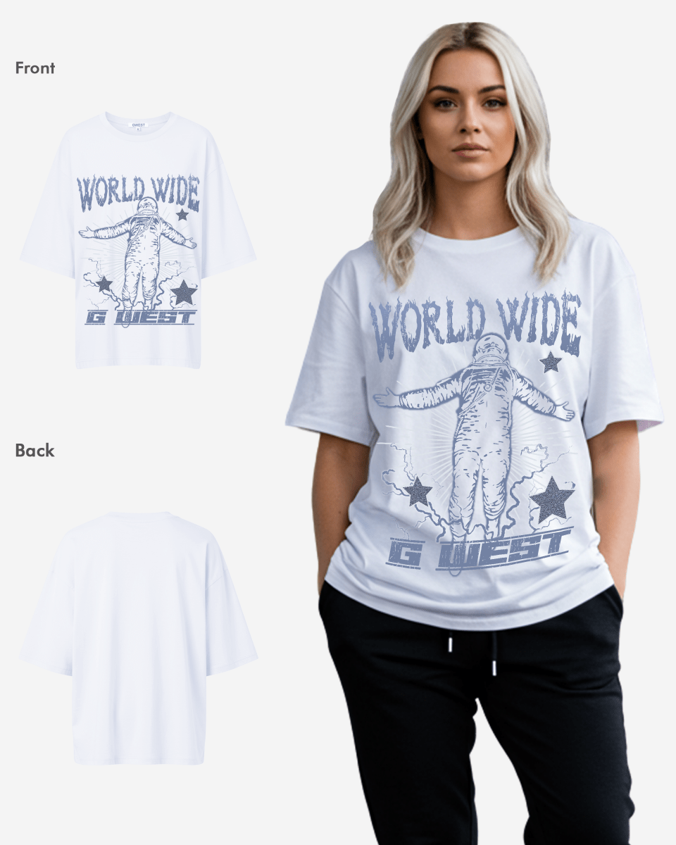 G West Womens Oversized World Wide Star T Shirt