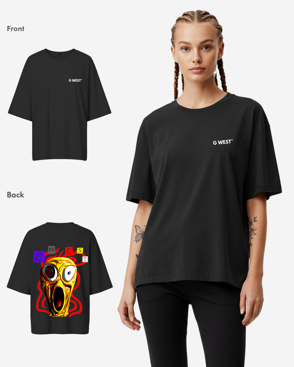 G West Womens Oversized Yellow Face Lifestyle Tee