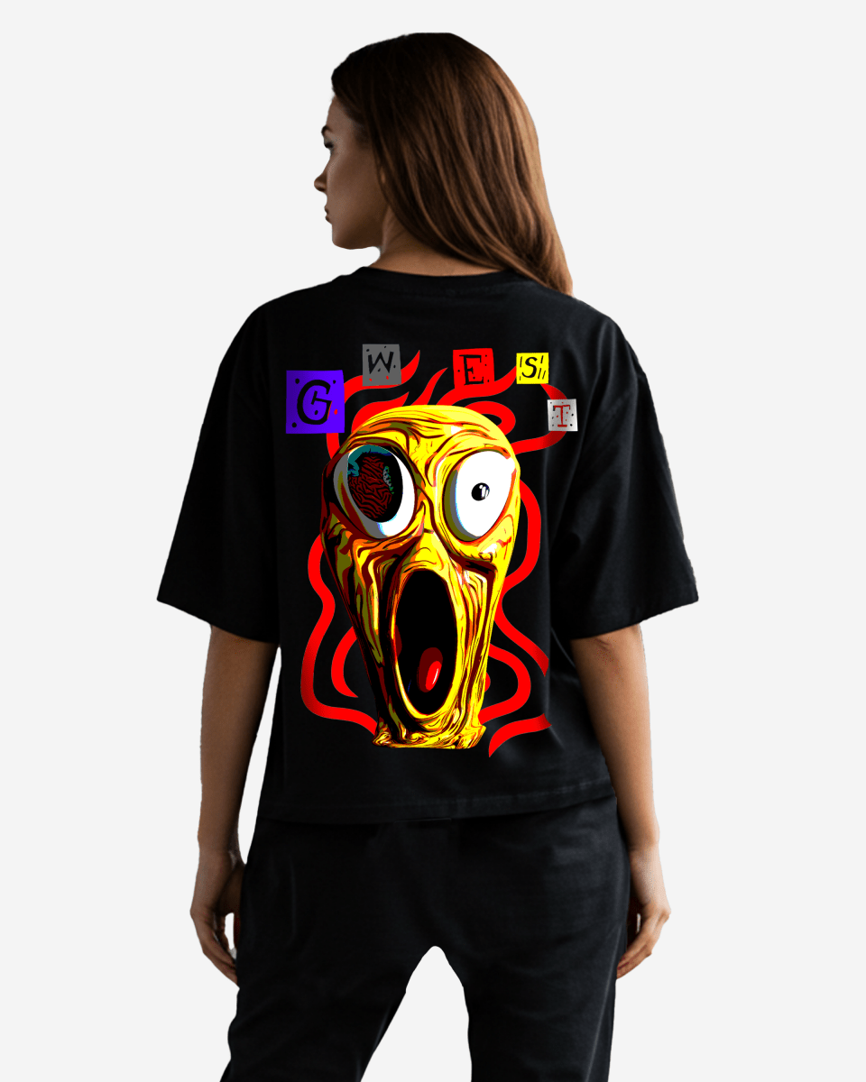 G West Womens Oversized Yellow Face Lifestyle Tee