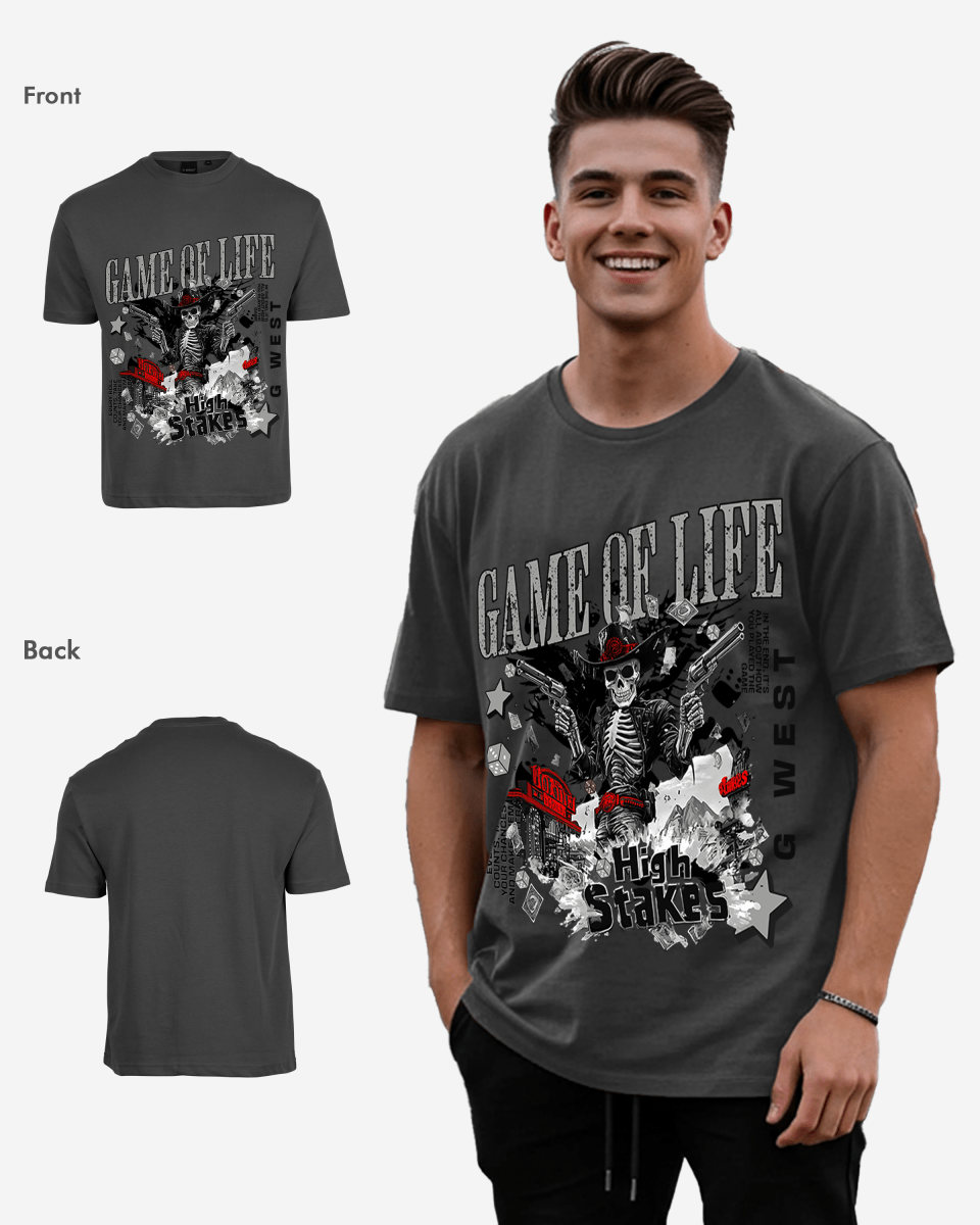 G West Rhinestone Game Of Life Oversized T-Shirt Mens