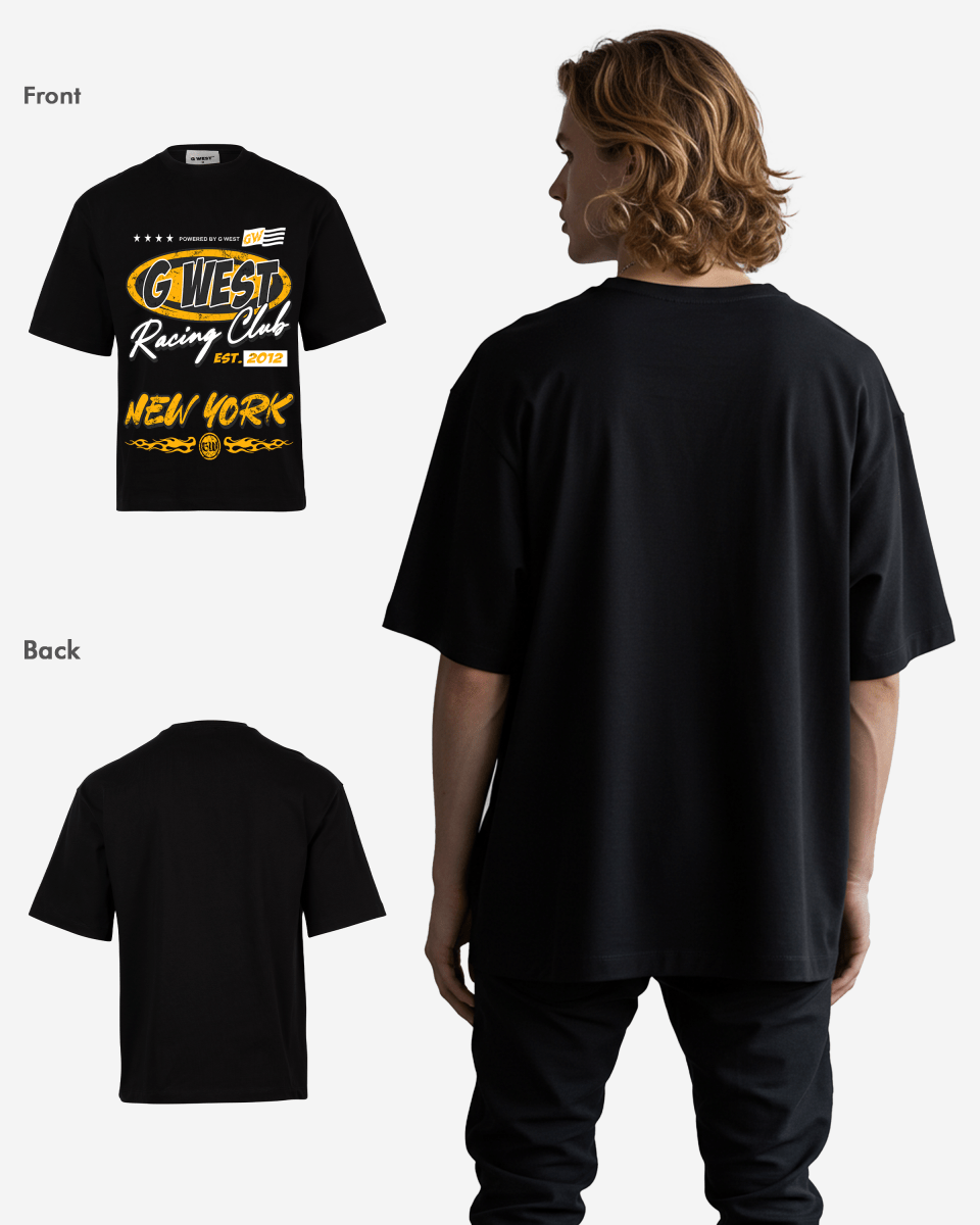 G West Rhinestone Racing Club Oversized Tee