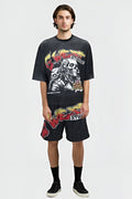 G WEST RHINSTONE SKULL TECH 3/4 SLEEVES MESH SHORT SET