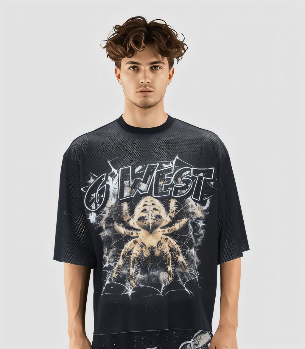 G WEST RHINSTONE SPIDER 3.0 3/4 SLEEVES MESH SHORT SET
