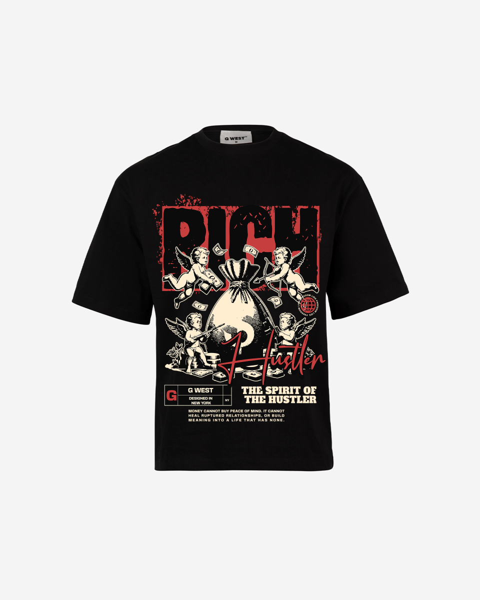 G WEST RICH HUSTLER OVERSIZEED T-Shirt Mens