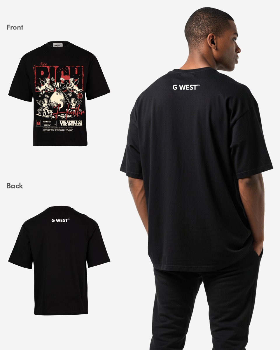 G WEST RICH HUSTLER OVERSIZEED T-Shirt Mens