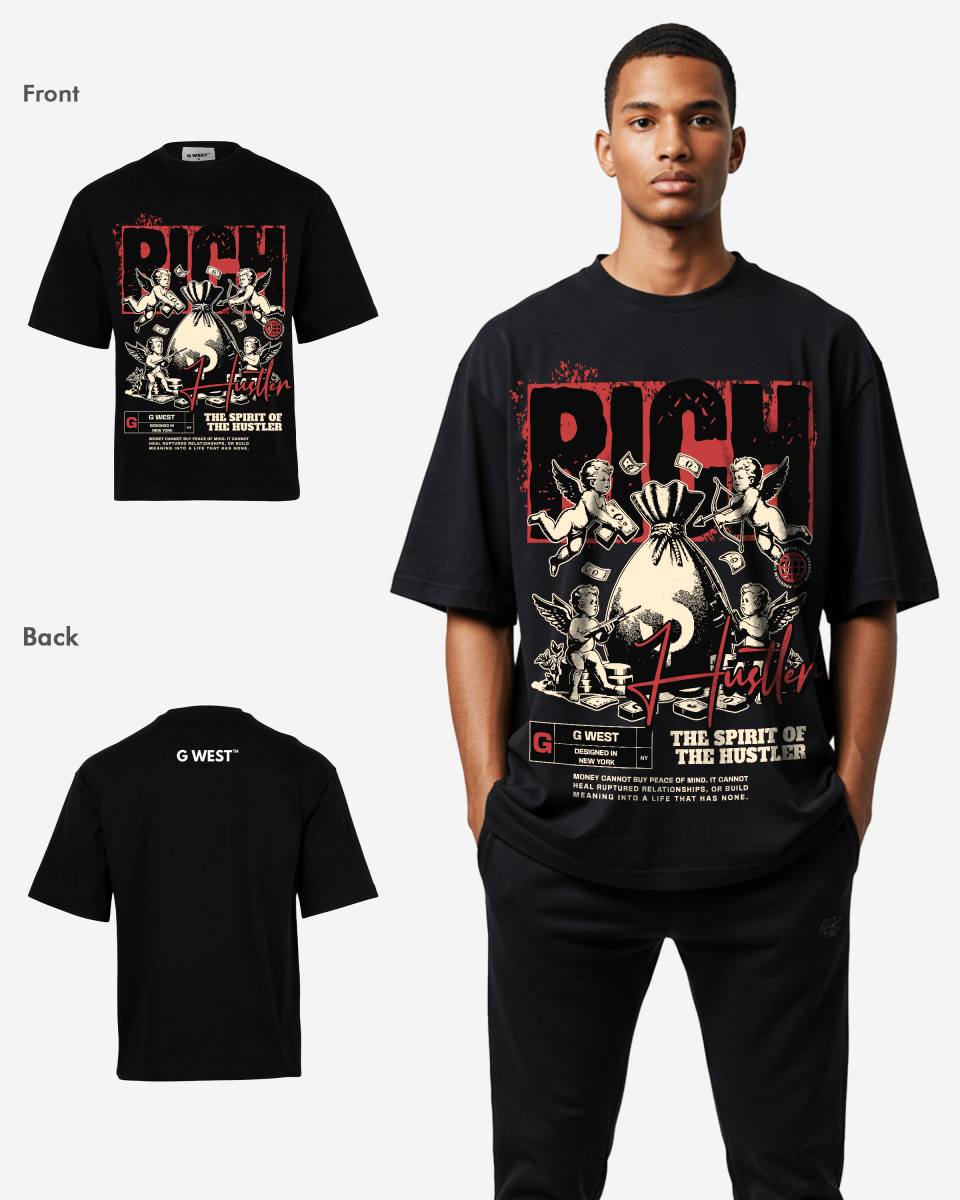 G WEST RICH HUSTLER OVERSIZEED T-Shirt Mens