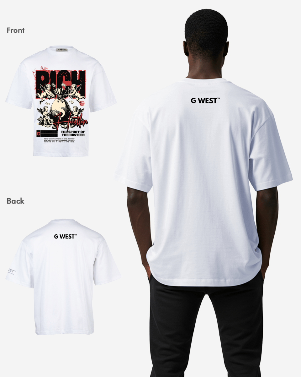 G WEST RICH HUSTLER OVERSIZEED T-Shirt Mens