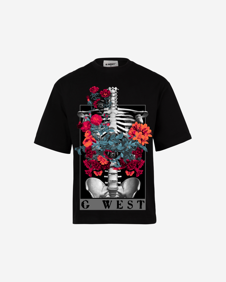 G WEST skeleton in bloom OVERSIZED T-Shirt Mens