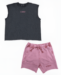 G West Sleeveless Black & Pink Wash Short Set