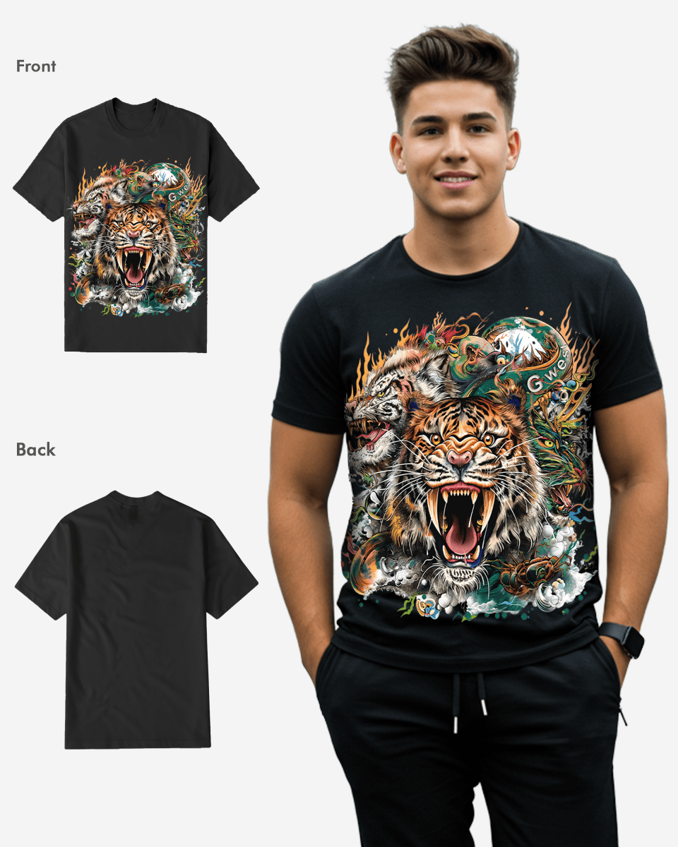 G West Mens Tiger Dragon Tee